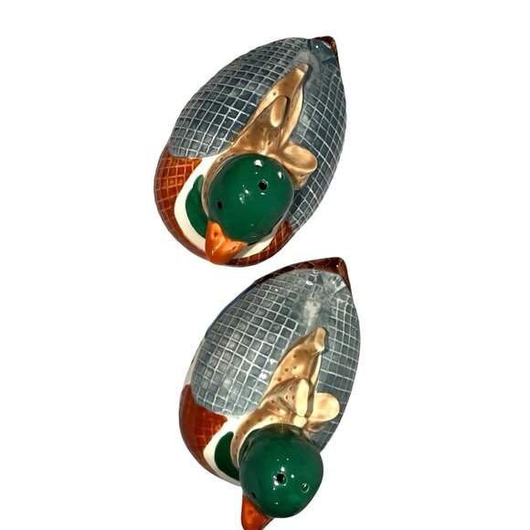 Vintage Fine Ceramic Duck Salt & Pepper Shakers, Mallard Ducks, Made In Japan - Picture 6 of 9